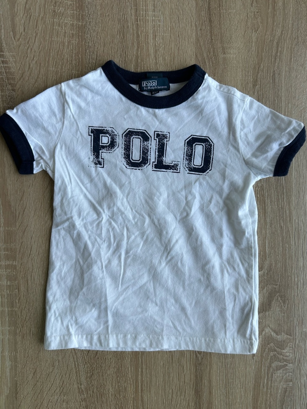 Polo by Ralph Lauren White & Navy Logo Ringer Tee - Kids Vintage 4